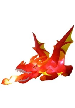 6FT Tall Large Fire Dragon Inflatable Decoration -Halloween Decoration Store 6ft tall large fire dragon inflatable decoration alt 4
