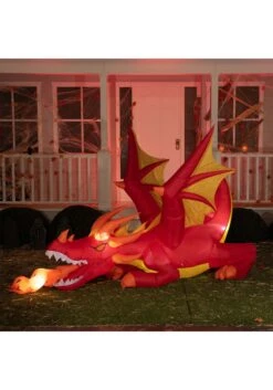 6FT Tall Large Fire Dragon Inflatable Decoration -Halloween Decoration Store 6ft tall large fire dragon inflatable decoration alt 6