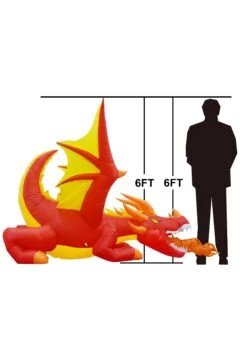 6FT Tall Large Fire Dragon Inflatable Decoration -Halloween Decoration Store 6ft tall large fire dragon inflatable decoration alt 7
