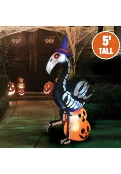 6' Large Skeleton Flamingo Inflatable Decoration 7 6' Large Skeleton Flamingo Inflatable Decoration -Halloween Decoration Store 6ft tall large skeleton flamingo inflatable decora alt 2