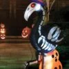 6' Large Skeleton Flamingo Inflatable Decoration