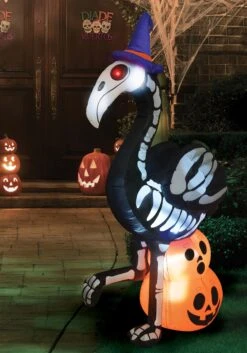 6' Large Skeleton Flamingo Inflatable Decoration