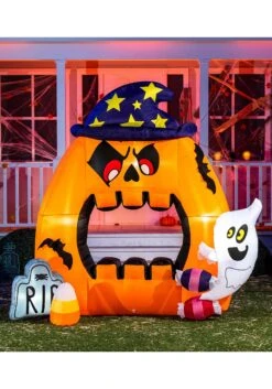 7 Foot Tall Large Pumpkin Photo Booth Inflatable Decoration
