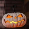 7 Inch White Resin LED Jack O Lantern Arrow Figure