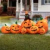 Inflatable 7 Foot Pumpkin Patch With Cat Decoration
