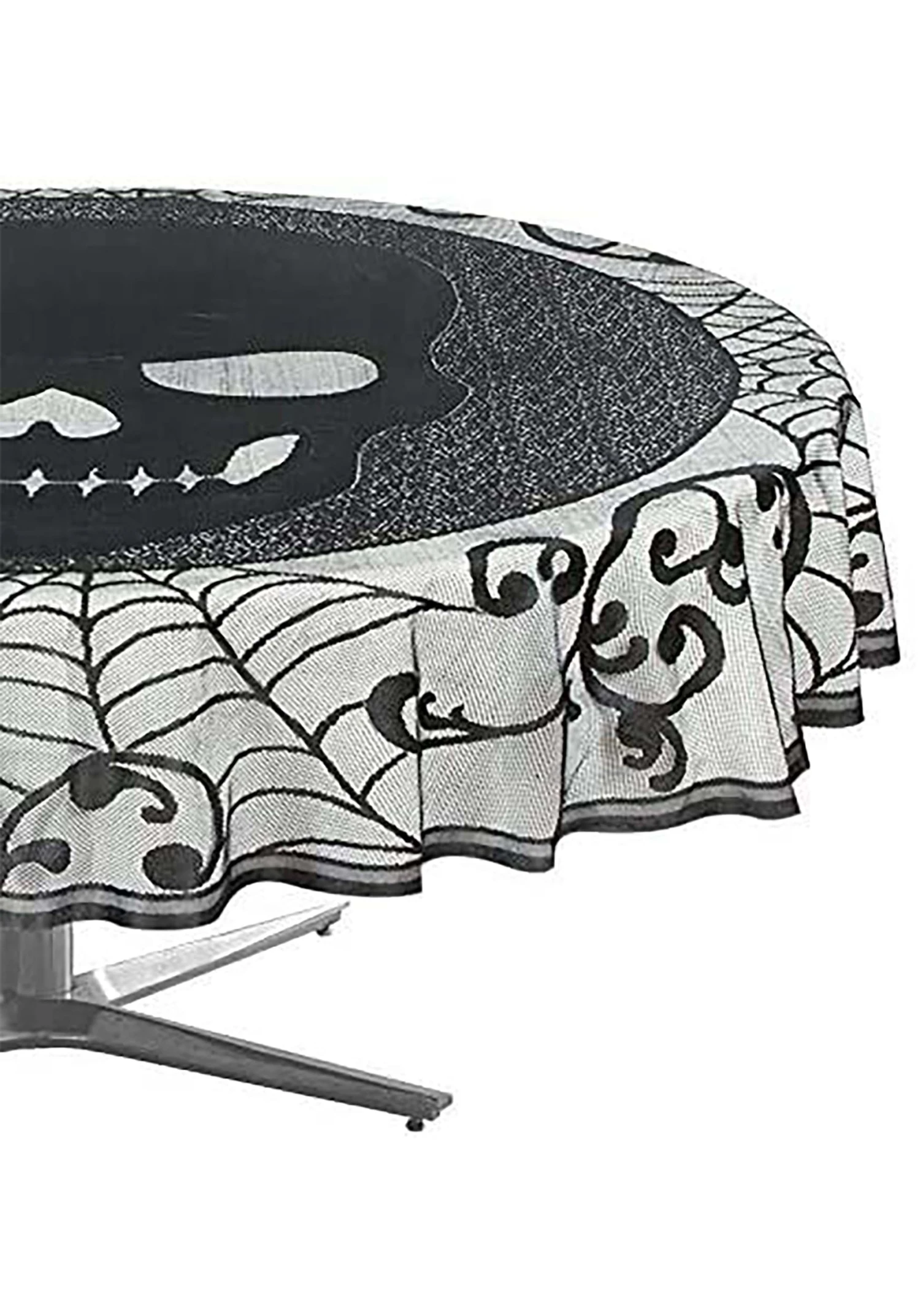 AMSCAN 70-Inch Round Skull Lace Decorative Table Cover 2 AMSCAN 70-Inch Round Skull Lace Decorative Table Cover - Image 2
