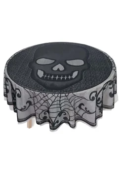 AMSCAN 70-Inch Round Skull Lace Decorative Table Cover 5 AMSCAN 70-Inch Round Skull Lace Decorative Table Cover -Halloween Decoration Store 70 round skull lace table cover alt 2