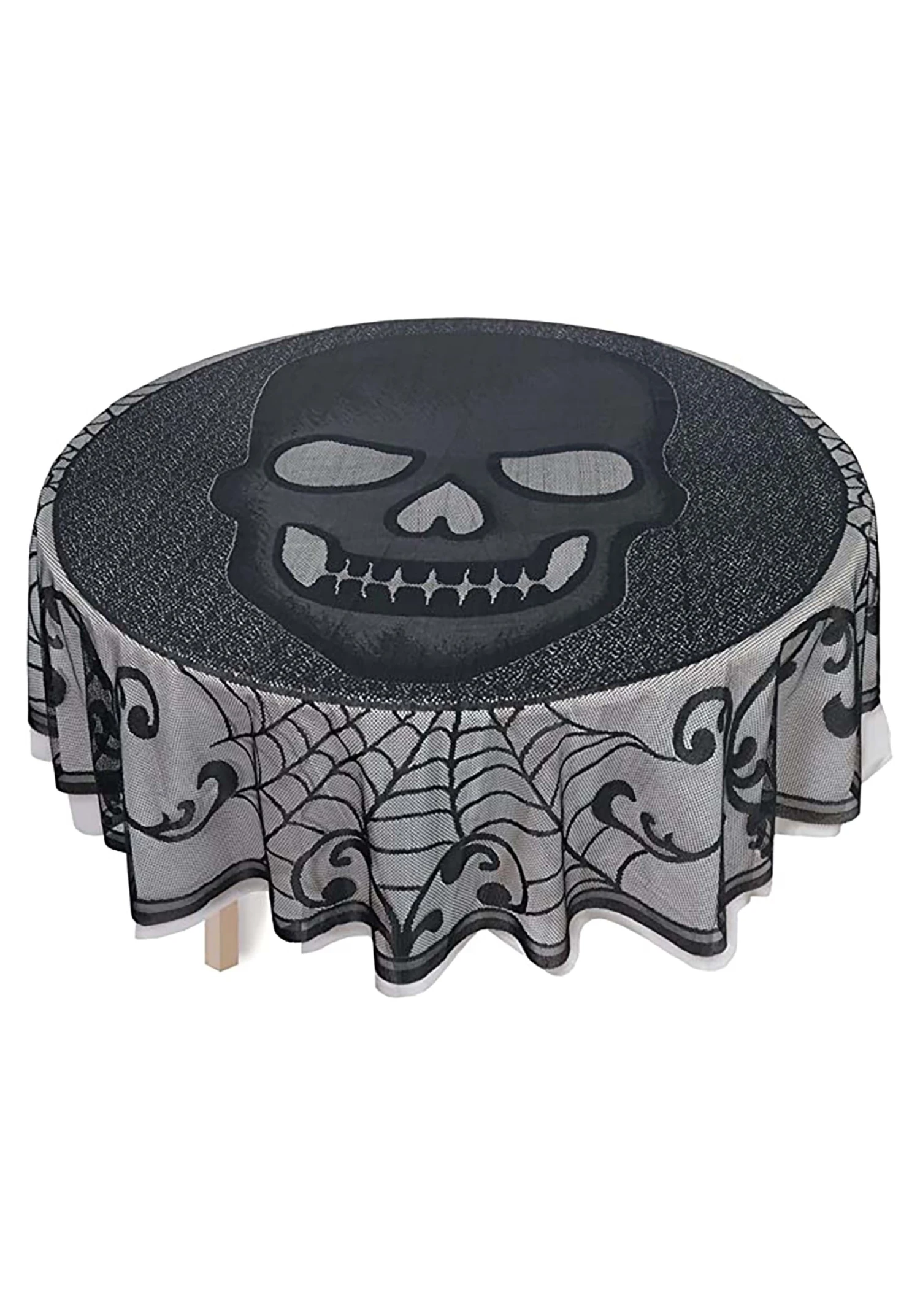 AMSCAN 70-Inch Round Skull Lace Decorative Table Cover 3 AMSCAN 70-Inch Round Skull Lace Decorative Table Cover - Image 3