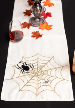 72-Inch Embroidered Spiders And Web Table Runner