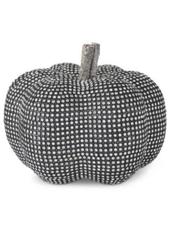 7.5-Inch Black Pumpkin With Rhinestones Decoration