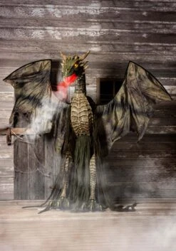 7 Ft Animated Winter Forest Dragon Decoration