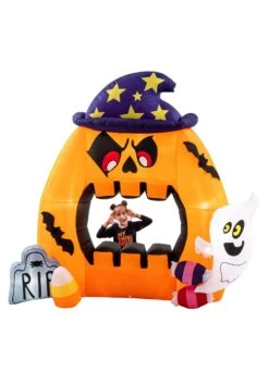 7 Foot Tall Large Pumpkin Photo Booth Inflatable Decoration -Halloween Decoration Store 7ft tall large pumpkin photobooth inflatable decor alt 3