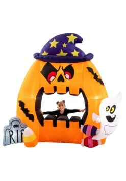 7 Foot Tall Large Pumpkin Photo Booth Inflatable Decoration -Halloween Decoration Store 7ft tall large pumpkin photobooth inflatable decor alt 4