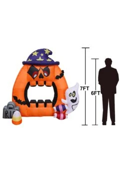 7 Foot Tall Large Pumpkin Photo Booth Inflatable Decoration -Halloween Decoration Store 7ft tall large pumpkin photobooth inflatable decor alt 5
