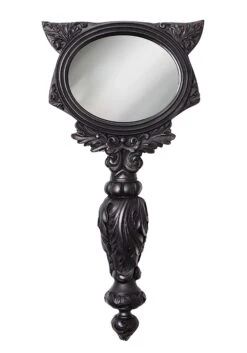 8 Inch Black Cat Hand Mirror Prop