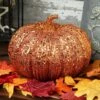 Eight Inch Orange Glitter Pumpkin