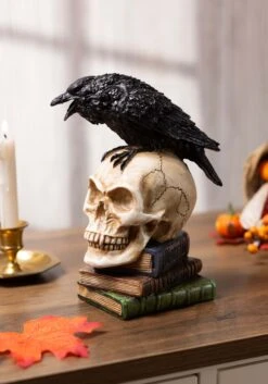 Poe's 8" Raven Skull Decoration