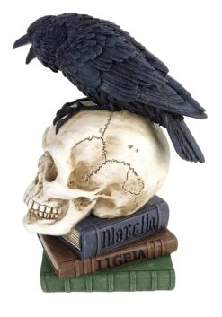 Poe's 8" Raven Skull Decoration -Halloween Decoration Store 8 poes raven skull decoration alt 3