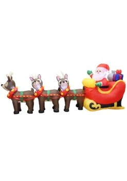 9.5 Foot Tall Jumbo Reindeer & Santa Inflatable Decoration -Halloween Decoration Store 9 5 foot jumbo reindeer and santa inflatable decor alt 2