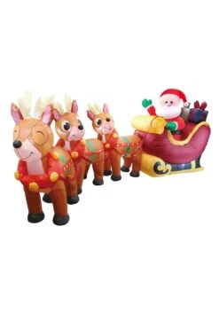9.5 Foot Tall Jumbo Reindeer & Santa Inflatable Decoration