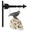 9 Inch LED Skull And Perched Crow Décor