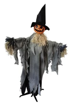 Animated 6 FT Standing Pumpkin With Hat Halloween Decoration