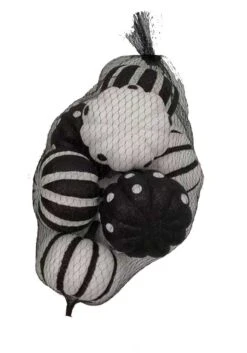 Bag Of Eight Assorted 3" Glitter Black Pumpkins Decoration