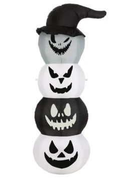 Black And White Stacked Inflatable Jack O Lantern Halloween Decoration -Halloween Decoration Store black and white stacked jack o lantern inflatable alt 2