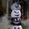 Black And White Stacked Inflatable Jack O Lantern Halloween Decoration