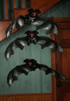 Pack Of 3 Black Halloween Bats Decoration