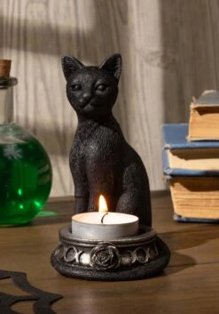 Decorative Black Cat Tea Light Holder