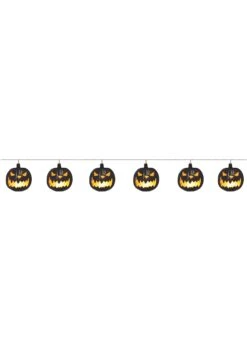 Light Up Black Jack-o-Lantern Garland