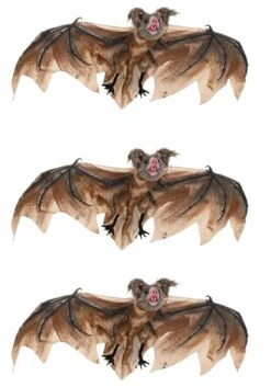 3 Pack Brown Prop Bats -Halloween Decoration Store brown bat 3 pack alt 3