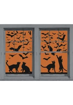 Silhouette Cats And Bats Window Poster Decoration 6 Silhouette Cats And Bats Window Poster Decoration -Halloween Decoration Store cats bats silhouette window poster alt 1