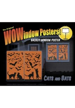Silhouette Cats And Bats Window Poster Decoration 8 Silhouette Cats And Bats Window Poster Decoration -Halloween Decoration Store cats bats silhouette window poster alt 3