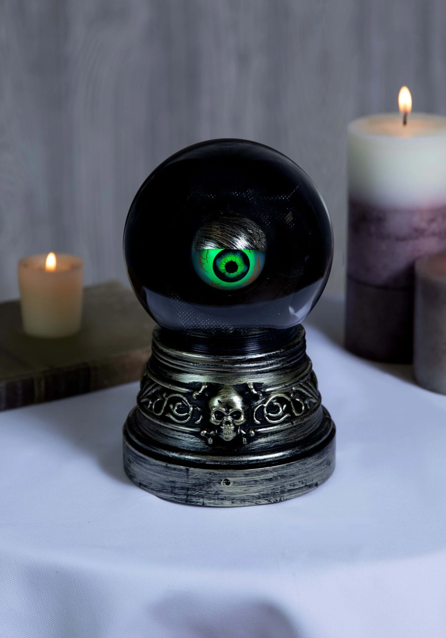 Crystal Ball With Blinking Evil Eye Halloween Decoration 1 Crystal Ball With Blinking Evil Eye Halloween Decoration