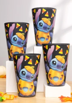 Adult Disney Stitch Jack O'Lantern Black Tumblers Set Of 4