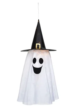 Fabric Light Up Ghost With Witch Hat
