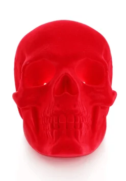 Flocked Velvet Light Up Skull Halloween Decoration