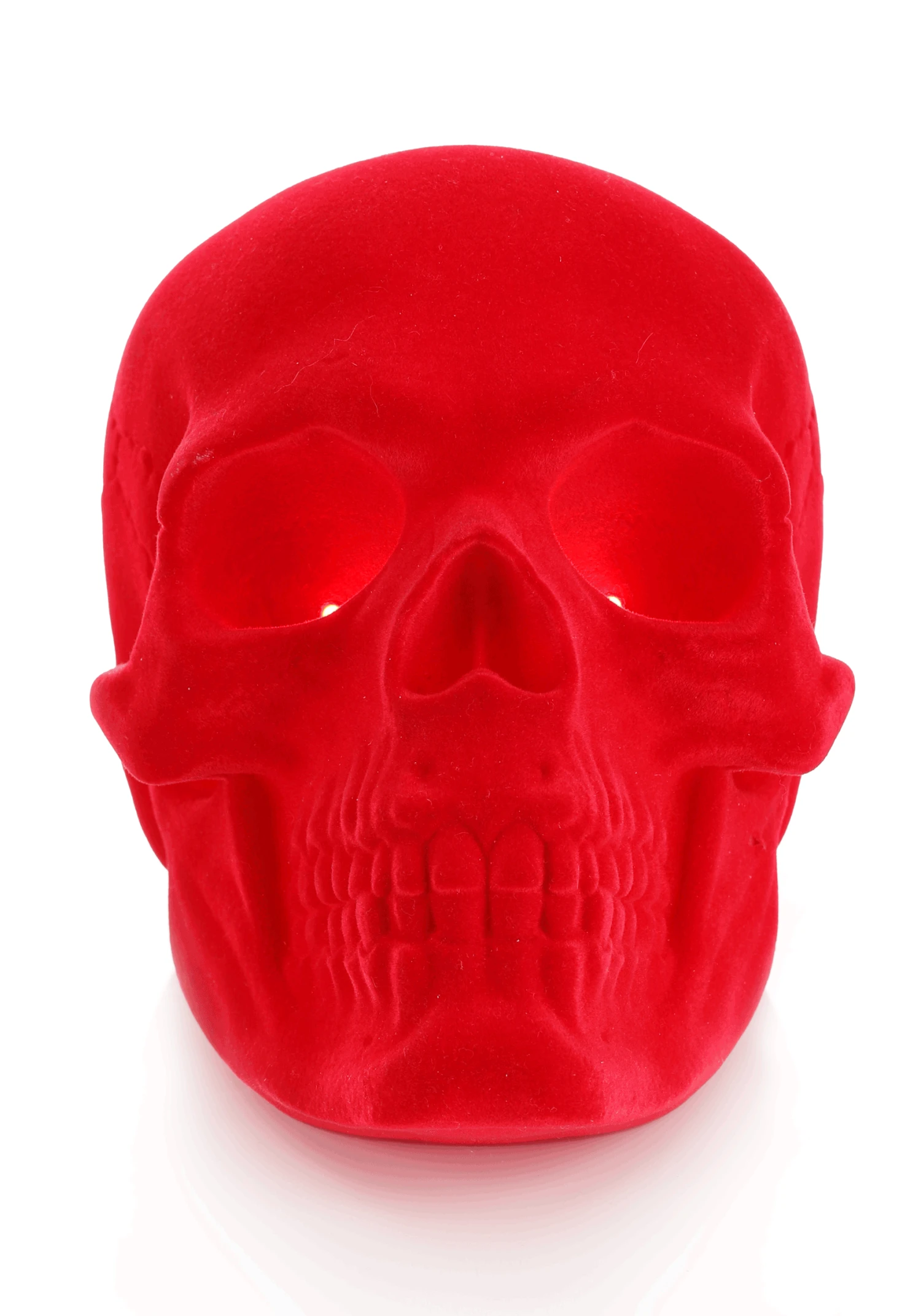 Flocked Velvet Light Up Skull Halloween Decoration 1 Flocked Velvet Light Up Skull Halloween Decoration
