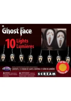 Fun World String Of 10 Ghost Face Lights Decoration -Halloween Decoration Store ghost face string lights 10 alt 2