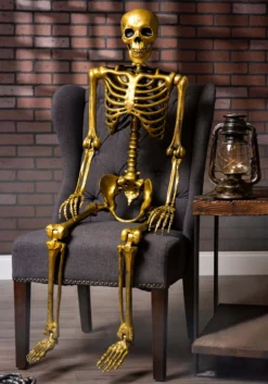 60 Inch Gold Life Size Posable Skeleton Prop