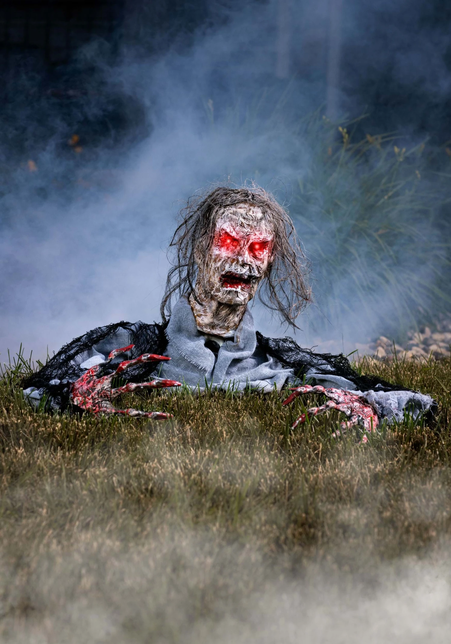 Half Body Zombie With Light Up Red Eyes Halloween Decoration 1 Half Body Zombie With Light Up Red Eyes Halloween Decoration