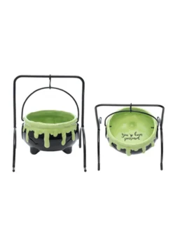 Hanging Cauldron Treat Bowl And Stand