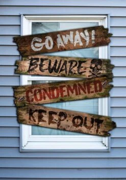 Fun World Haunted Warnings Window Boards Decoration