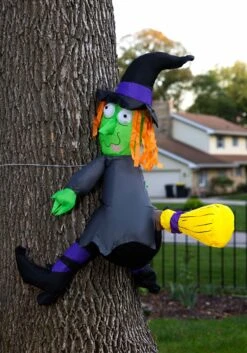Inflatable 4FT Crashing Witch On A Tree Decoration