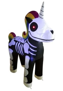 5' Inflatable Standing Skeleton Unicorn Decoration -Halloween Decoration Store inflatable 5 ft standing skeleton unicorn alt 2