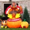 6FT Inflatable Thanksgiving Turkey On Pumpkin Holiday Decoration