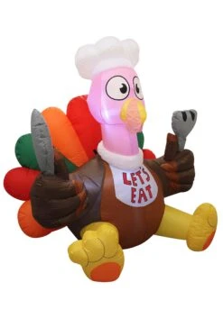 6FT Inflatable Let's Eat Turkey Decoration -Halloween Decoration Store inflatable 6ft lets eat turkey alt 4