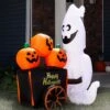 Inflatable 6FT Pumpkin Vendor Ghost Halloween Decoration